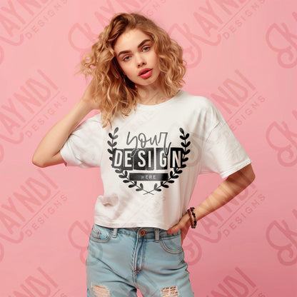 AI Assisted Generic Basic White Tee 4 High Quality JPG File Mock-up