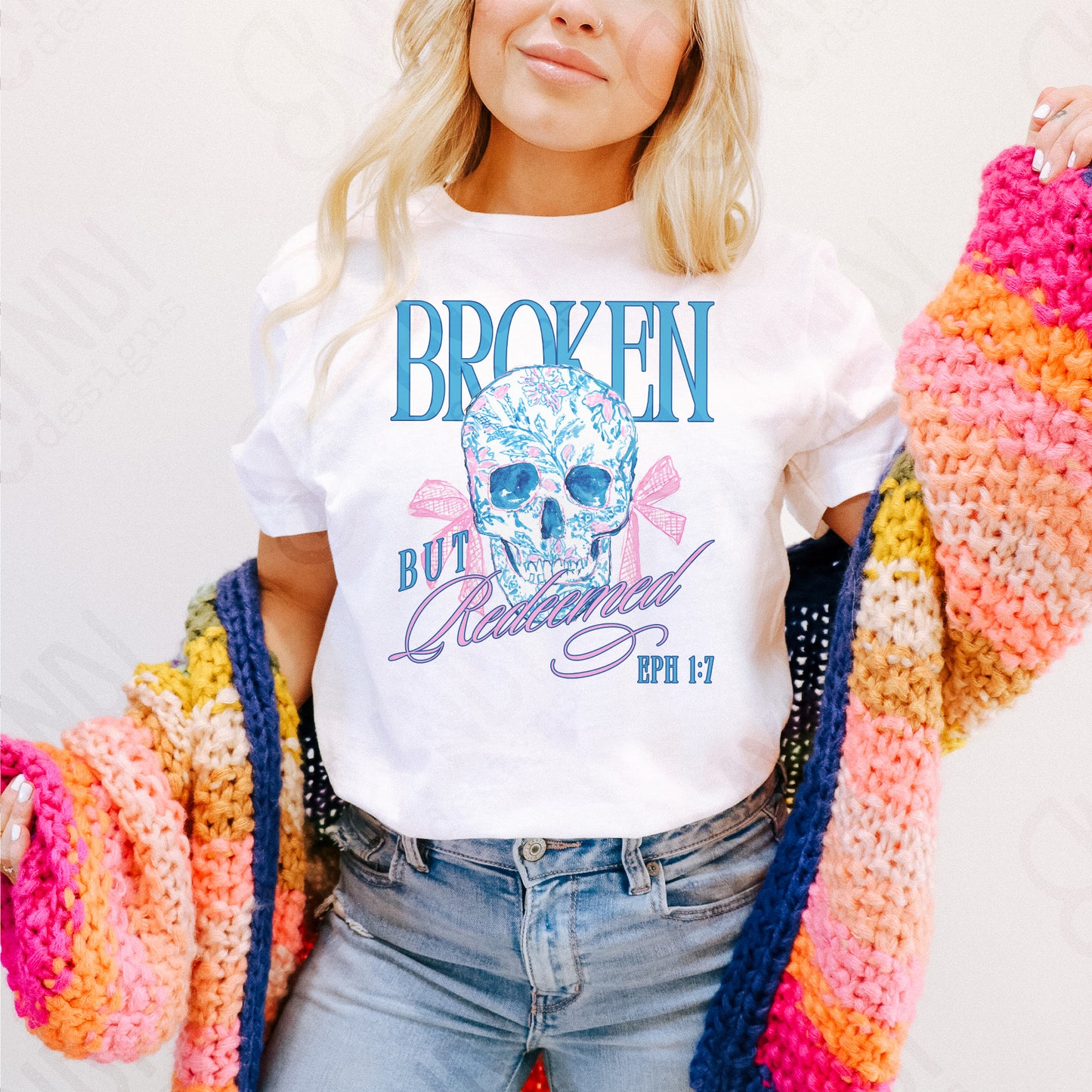 Broken but Redeemed Design PNG Digital Download Sublimation DTF Print Ready Skull