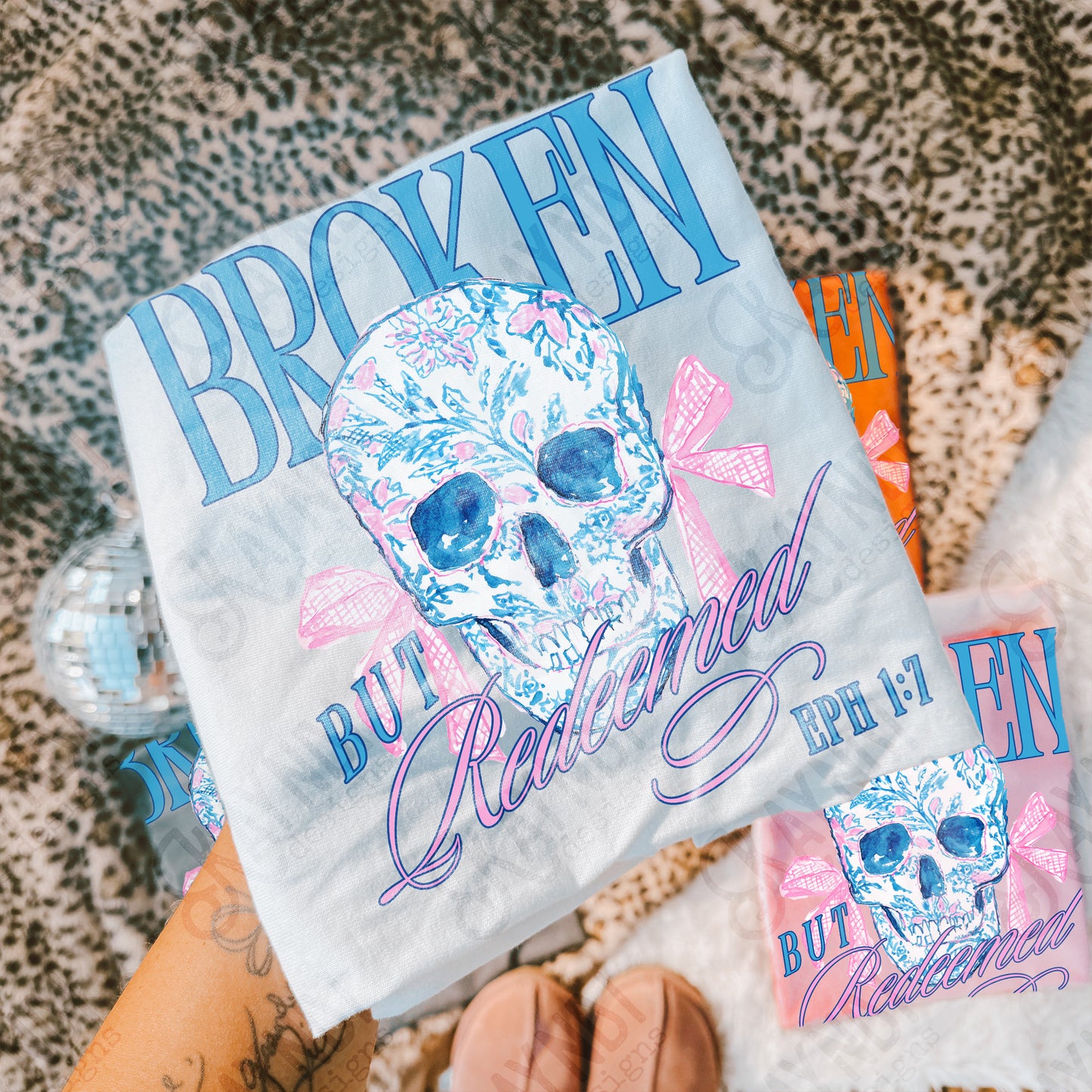 Broken but Redeemed Design PNG Digital Download Sublimation DTF Print Ready Skull