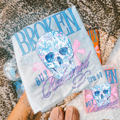 Broken but Redeemed Design PNG Digital Download Sublimation DTF Print Ready Skull
