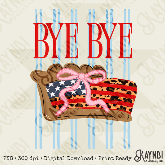 Bye Bye American Pie PNG Digital Download Sublimation DTF Print Preppy Patriotic Coquette Bow