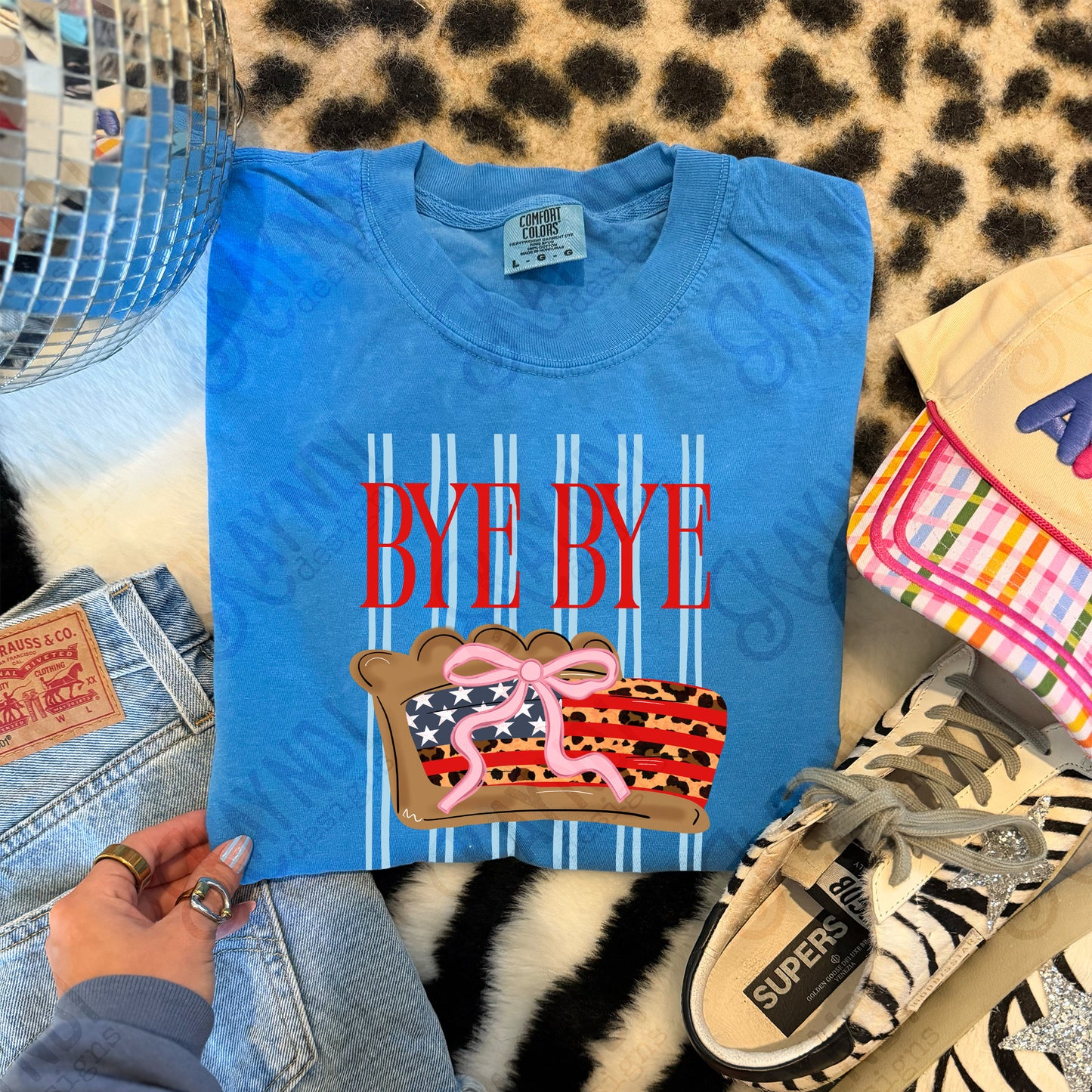 Bye Bye American Pie PNG Digital Download Sublimation DTF Print Preppy Patriotic Coquette Bow