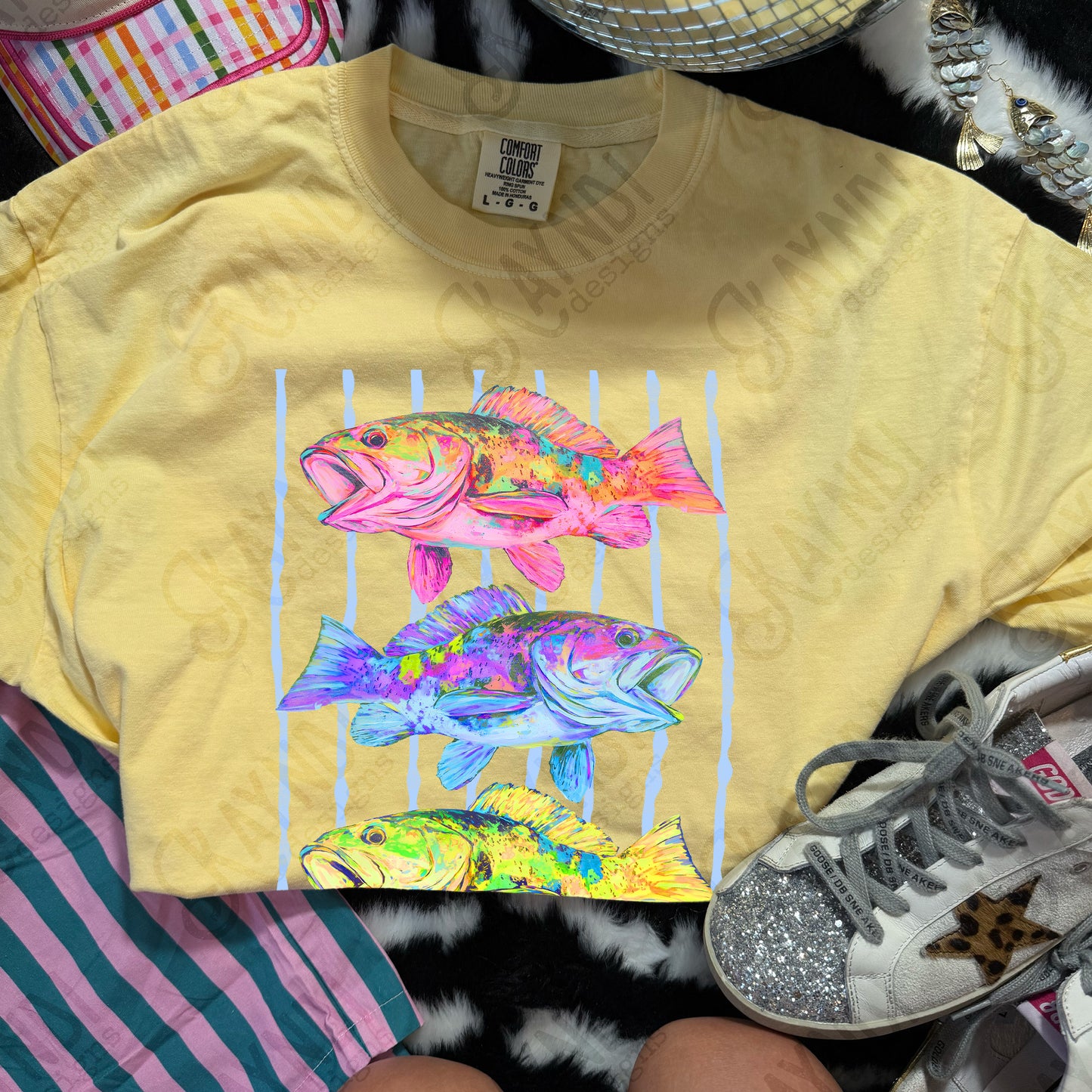 Colorful Fish Design PNG Digital Download Sublimation DTF Print Summer