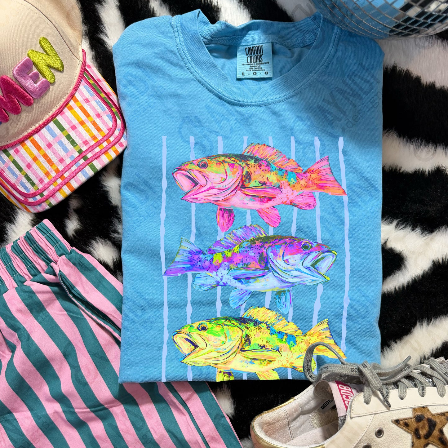 Colorful Fish Design PNG Digital Download Sublimation DTF Print Summer