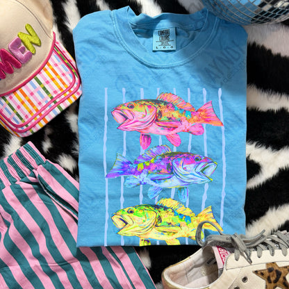 Colorful Fish Design PNG Digital Download Sublimation DTF Print Summer