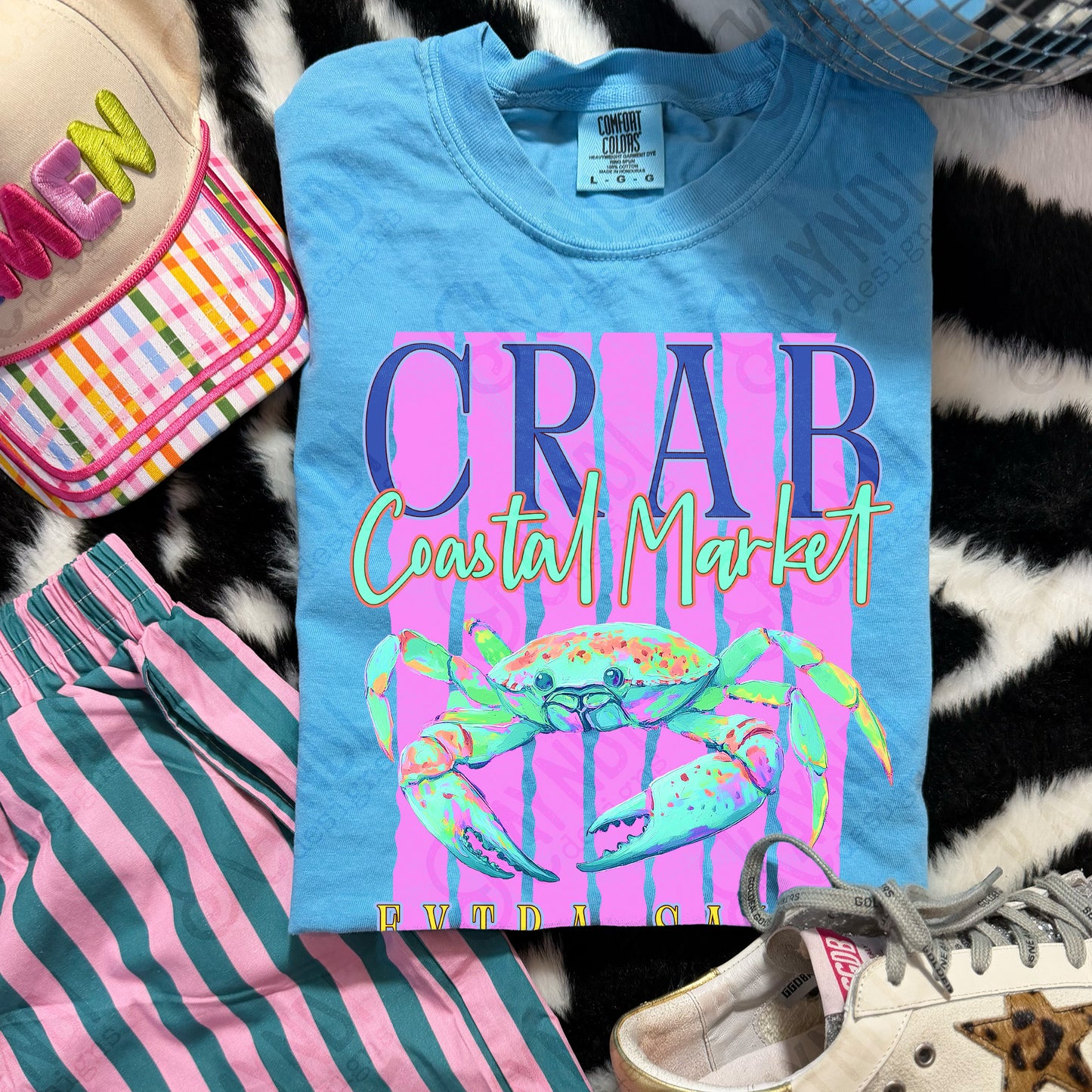 Crab Coastal Market Extra Salty Design PNG Digital Download Sublimation DTF Print Summer