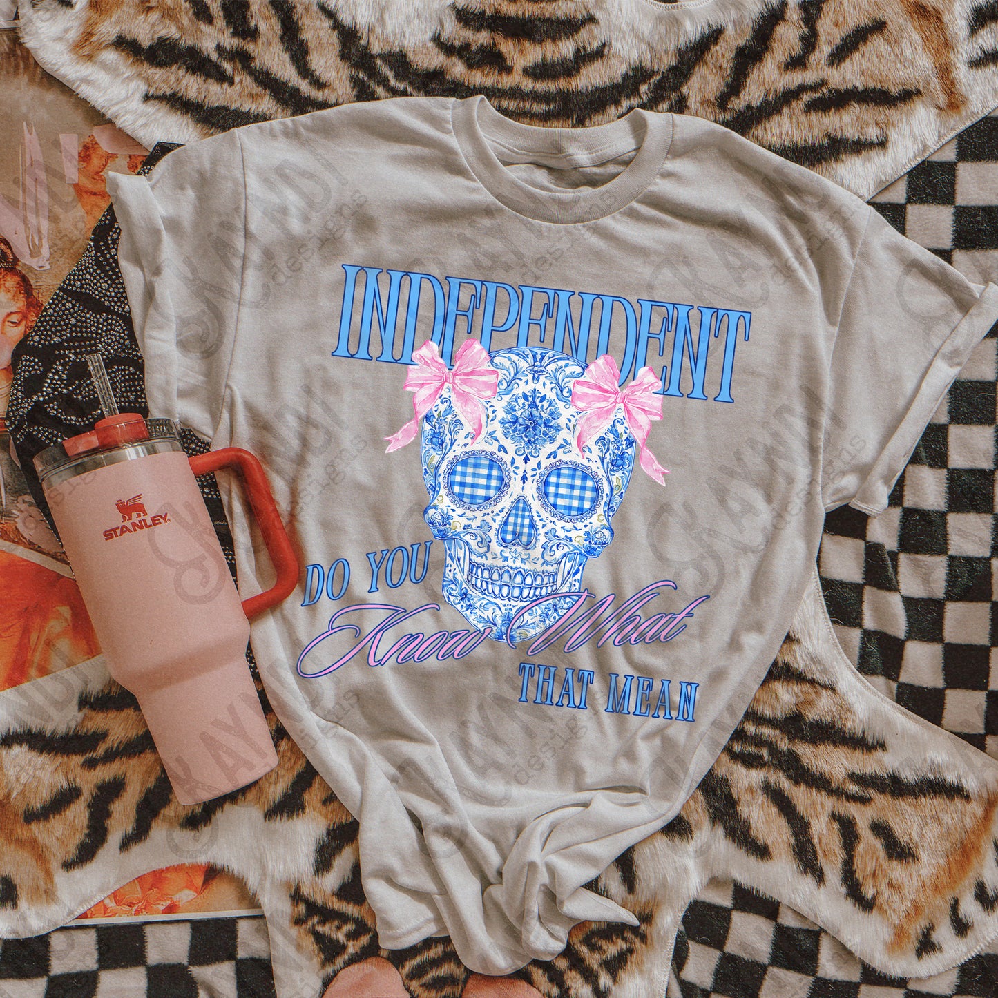 Independent Design PNG Digital Download Sublimation DTF Print Ready Skull Preppy