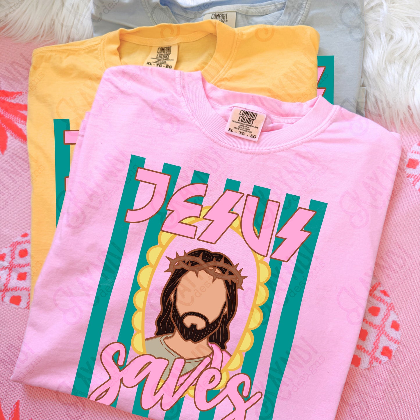 Jesus Saves PNG Digital Download Sublimation DTF Print Preppy Faith Scalloped