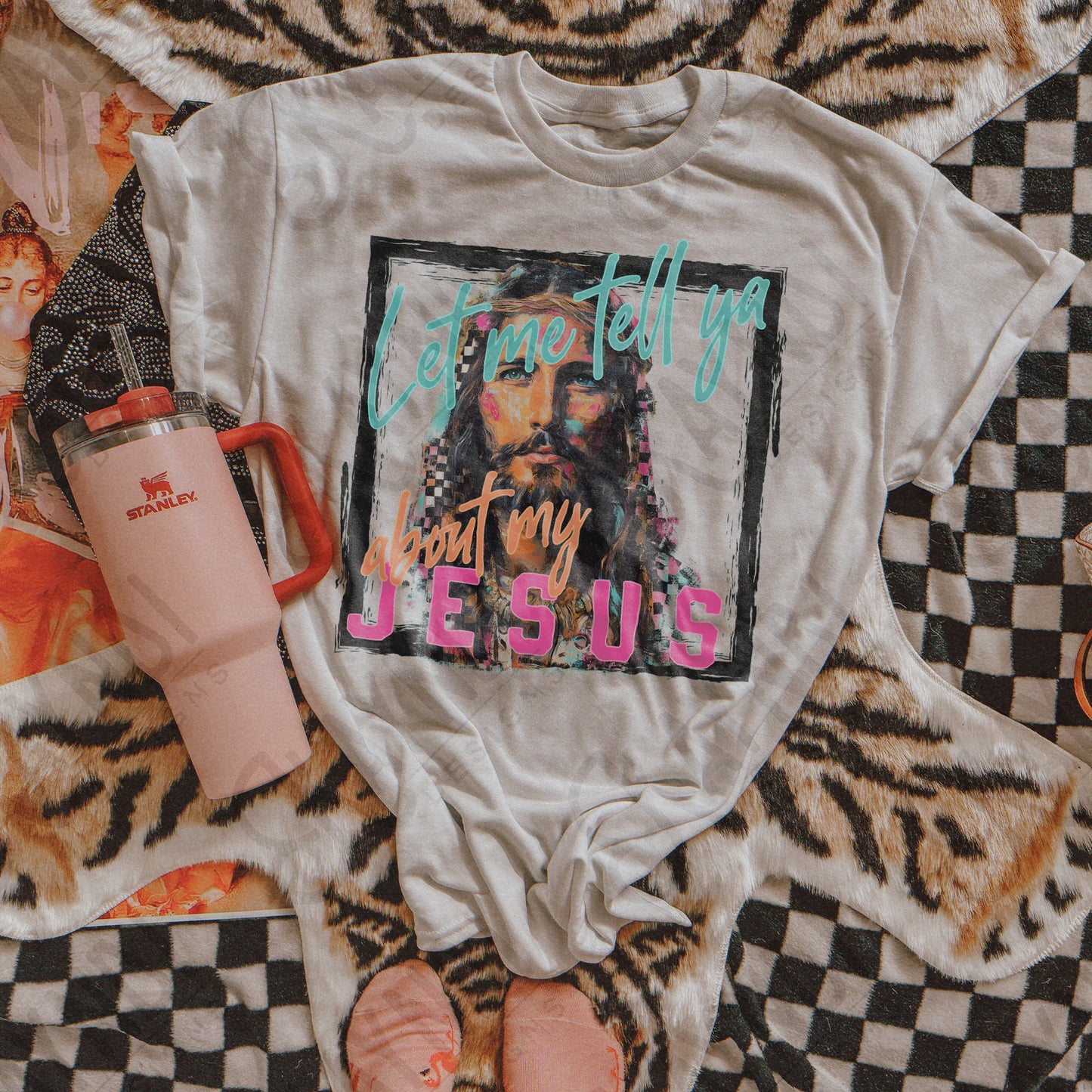 Let Me Tell Ya About My Jesus Design PNG Digital Download Sublimation DTF Print Ready Faith