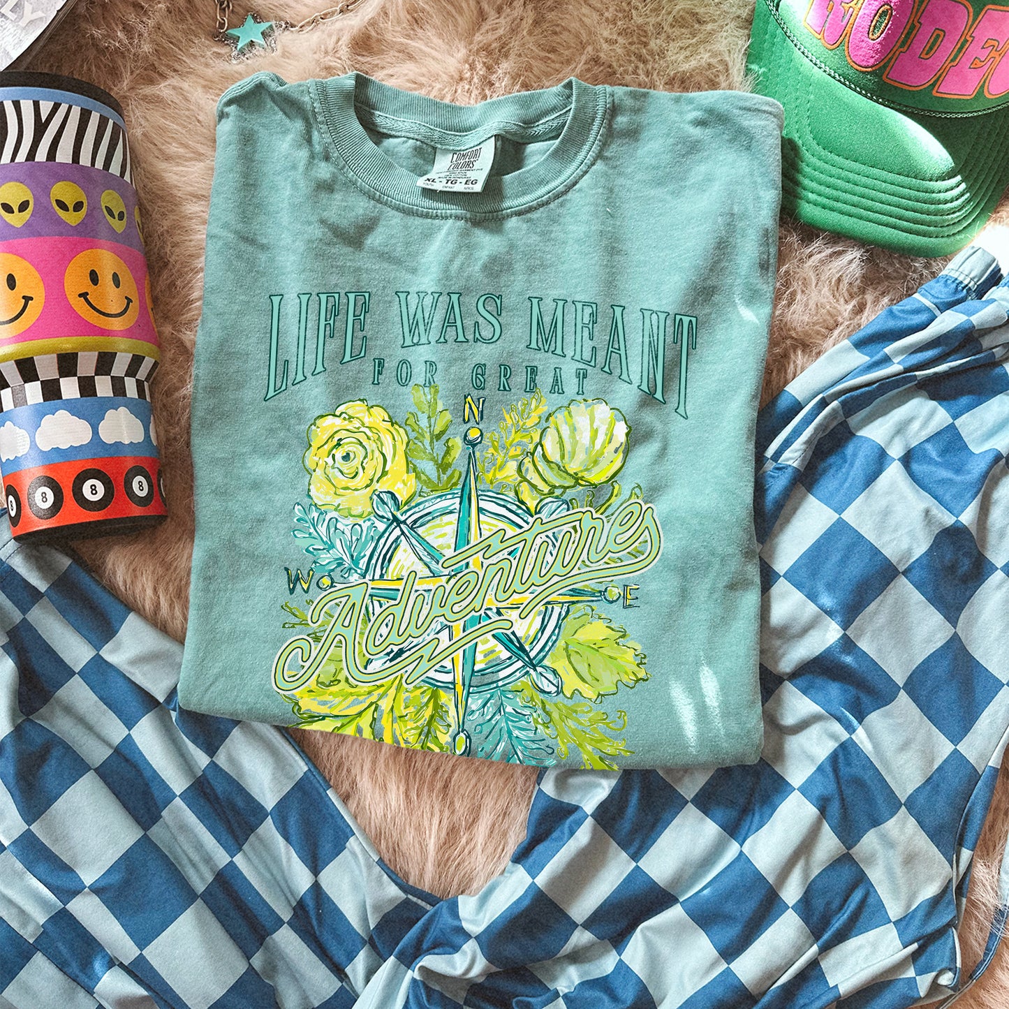 Life Was Meant for Great Adventure Design PNG Digital Download Sublimation DTF Print Ready Travel Compass Floral