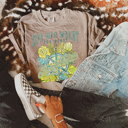 Life Was Meant for Great Adventure Design PNG Digital Download Sublimation DTF Print Ready Travel Compass Floral