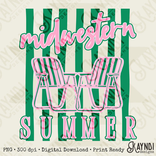 Midwestern Summer PNG Digital Download Sublimation DTF Print Preppy Stiped
