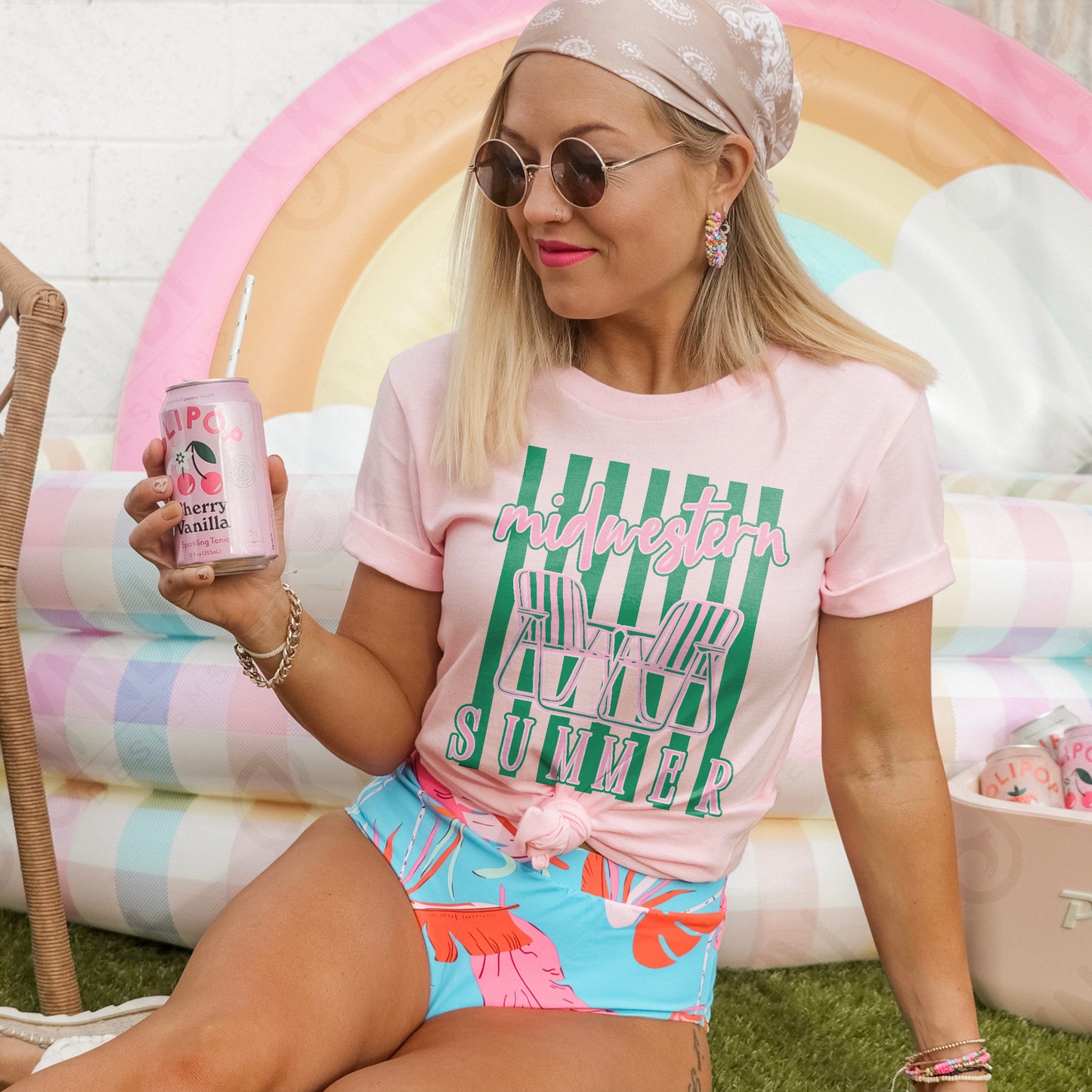 Midwestern Summer PNG Digital Download Sublimation DTF Print Preppy Stiped