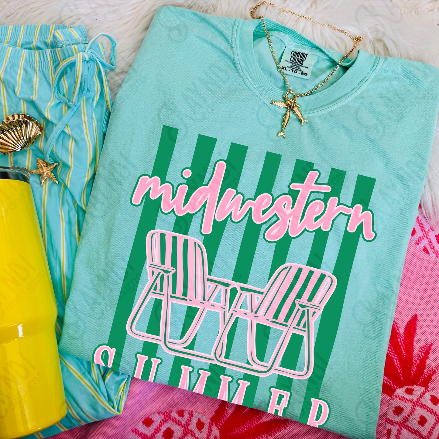 Midwestern Summer PNG Digital Download Sublimation DTF Print Preppy Stiped