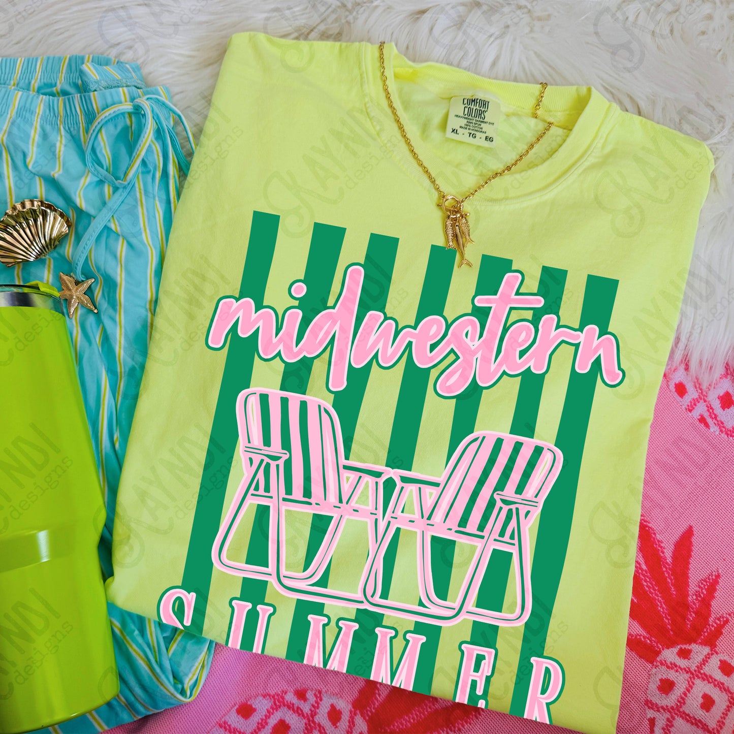 Midwestern Summer PNG Digital Download Sublimation DTF Print Preppy Stiped