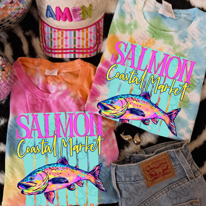 Salmon Coastal Market Extra Salty Design PNG Digital Download Sublimation DTF Print Summer