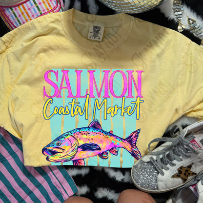 Salmon Coastal Market Extra Salty Design PNG Digital Download Sublimation DTF Print Summer