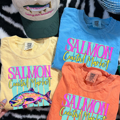 Salmon Coastal Market Extra Salty Design PNG Digital Download Sublimation DTF Print Summer