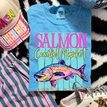 Salmon Coastal Market Extra Salty Design PNG Digital Download Sublimation DTF Print Summer