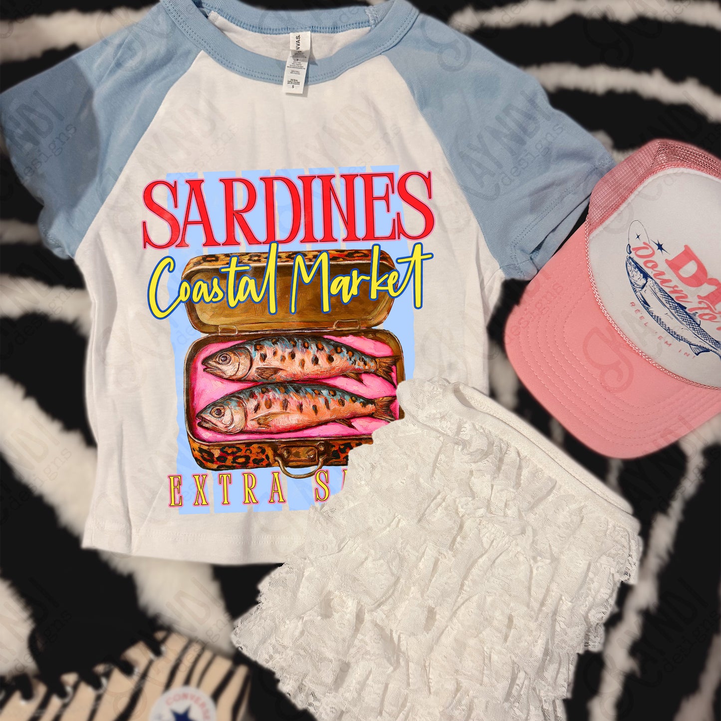 Sardines Coastal Market Extra Salty Design PNG Digital Download Sublimation DTF Print Summer