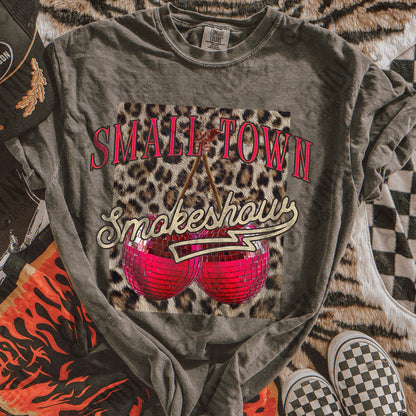 Small Town Smokeshow Cherries Design PNG Digital Download Sublimation DTF Print Disco Cherry Leopard Cheetah