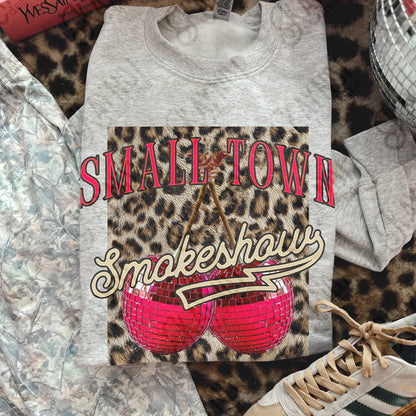 Small Town Smokeshow Cherries Design PNG Digital Download Sublimation DTF Print Disco Cherry Leopard Cheetah