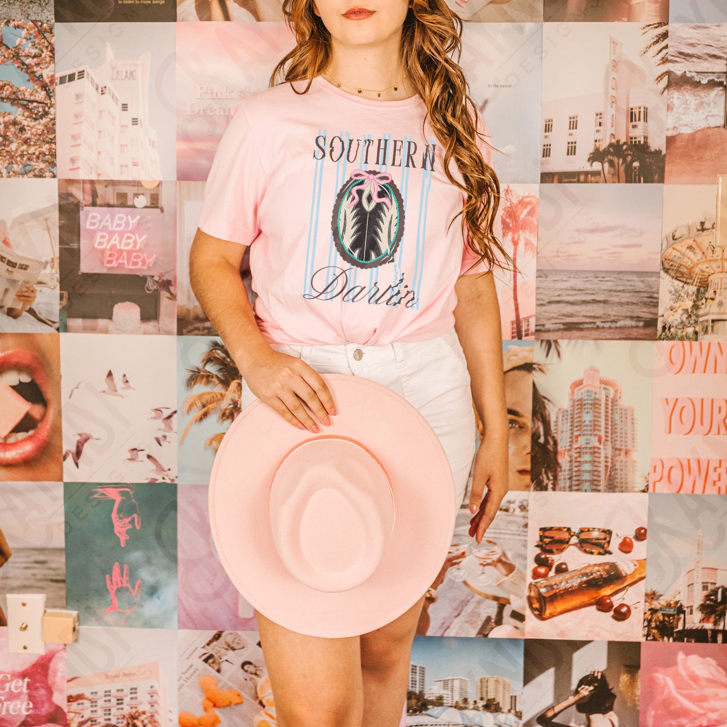 Southern Darlin PNG Digital Download Sublimation DTF Print Stripes Scalloped Preppy Southern