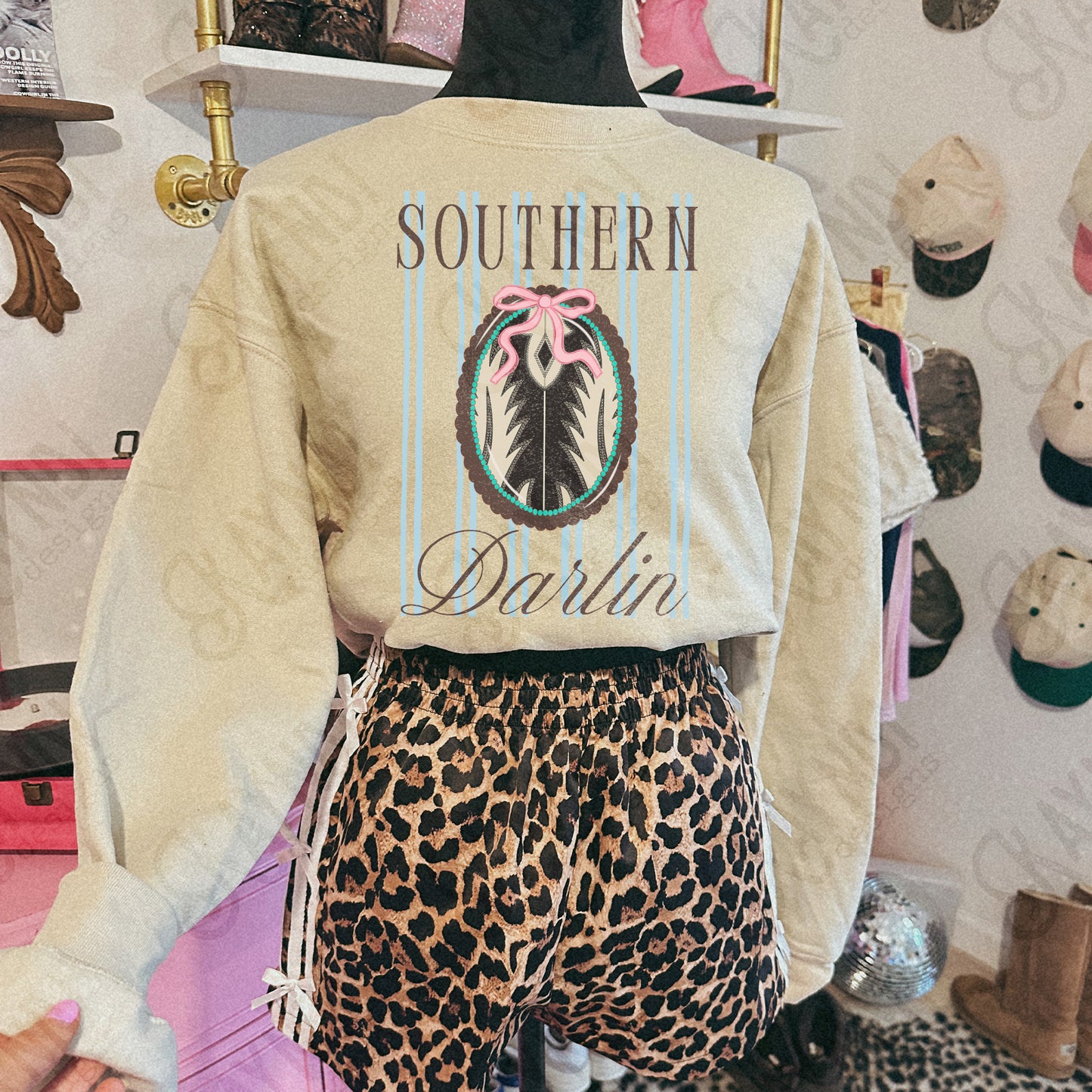 Southern Darlin PNG Digital Download Sublimation DTF Print Stripes Scalloped Preppy Southern
