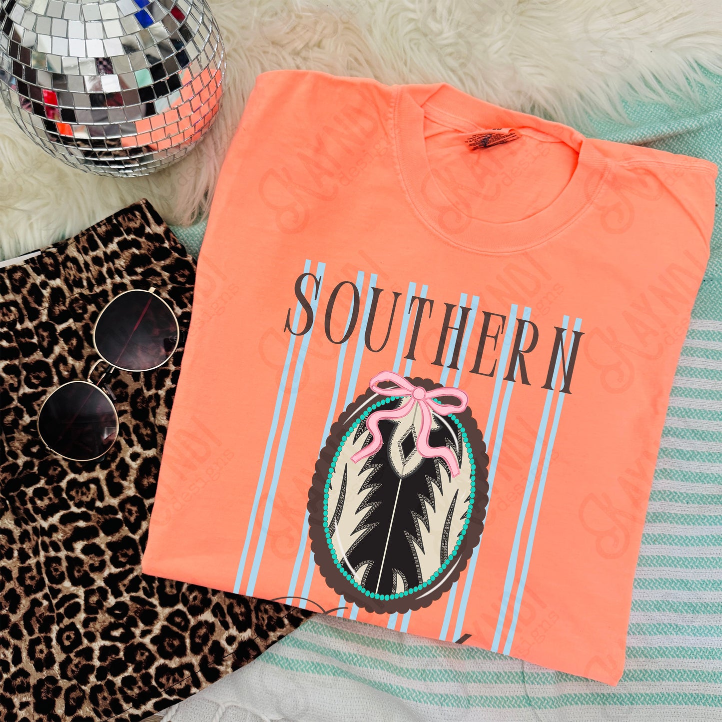 Southern Darlin PNG Digital Download Sublimation DTF Print Stripes Scalloped Preppy Southern