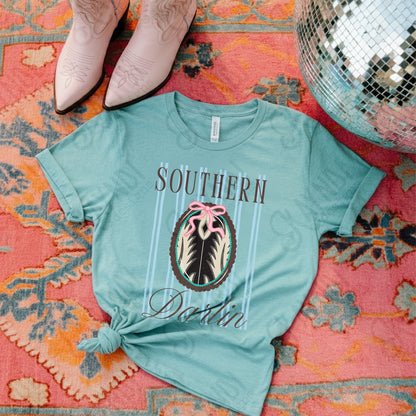 Southern Darlin PNG Digital Download Sublimation DTF Print Stripes Scalloped Preppy Southern