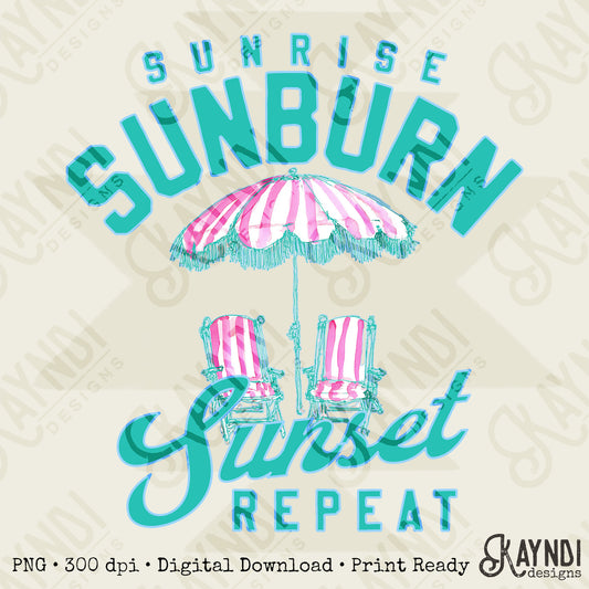 Sunrise Sunburn Sunset Repeat Design PNG Digital Download Sublimation DTF Print Ready