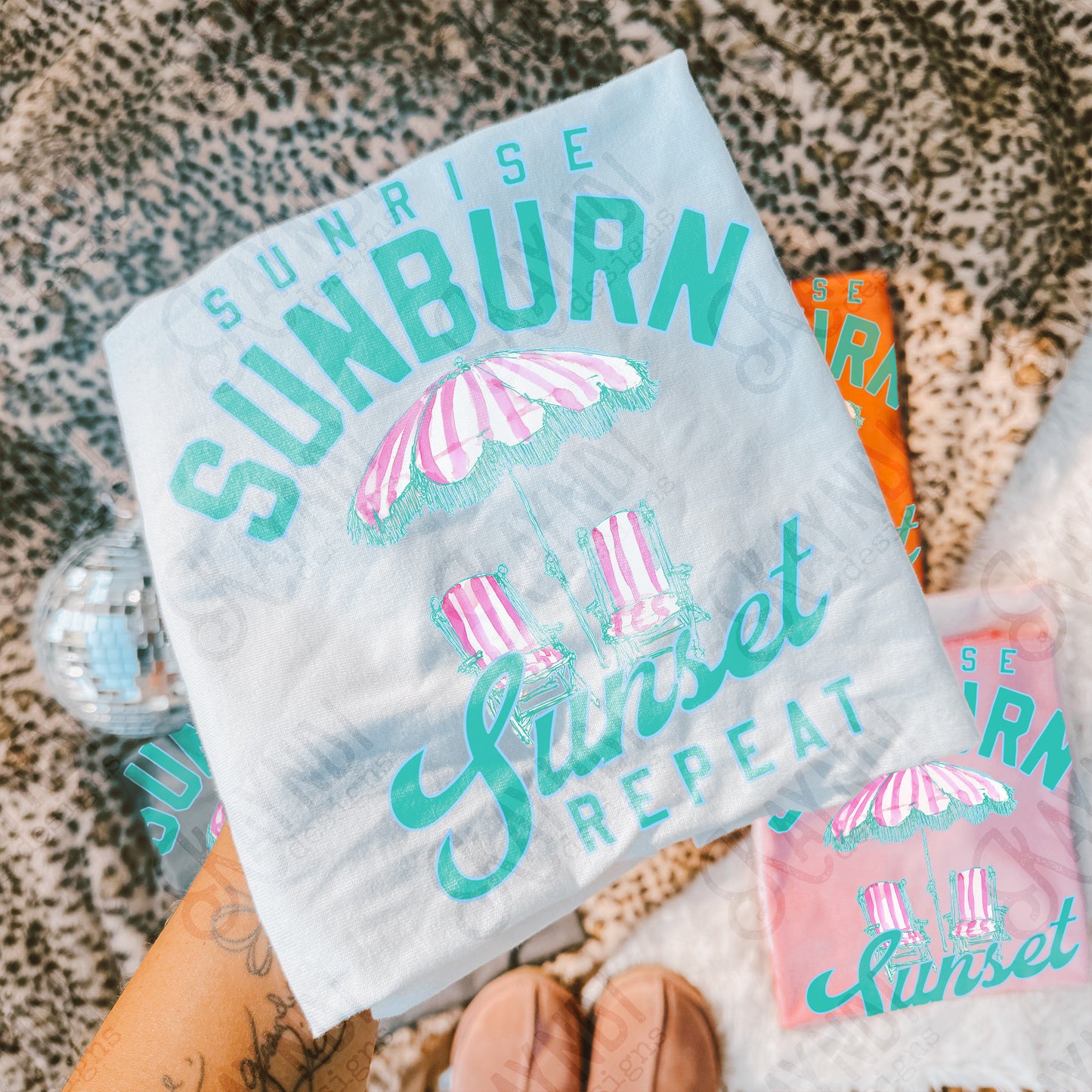 Sunrise Sunburn Sunset Repeat Design PNG Digital Download Sublimation DTF Print Ready