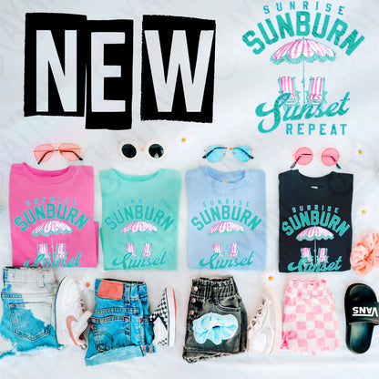 Sunrise Sunburn Sunset Repeat Design PNG Digital Download Sublimation DTF Print Ready