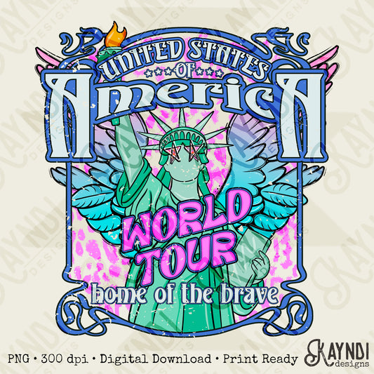United States of America World Tour Home of the brave Distressed Digital Download Sublimation DTF Print Ready