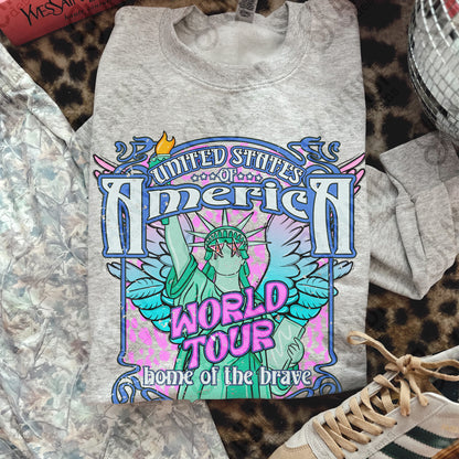 United States of America World Tour Home of the brave Distressed Digital Download Sublimation DTF Print Ready
