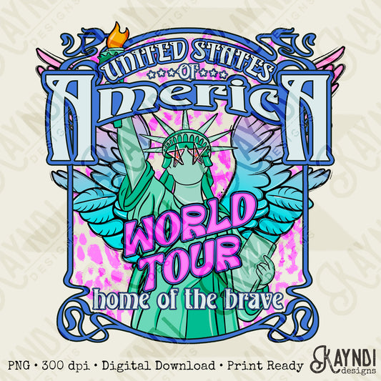 United States of America World Tour Home of the brave Digital Download Sublimation DTF Print Ready