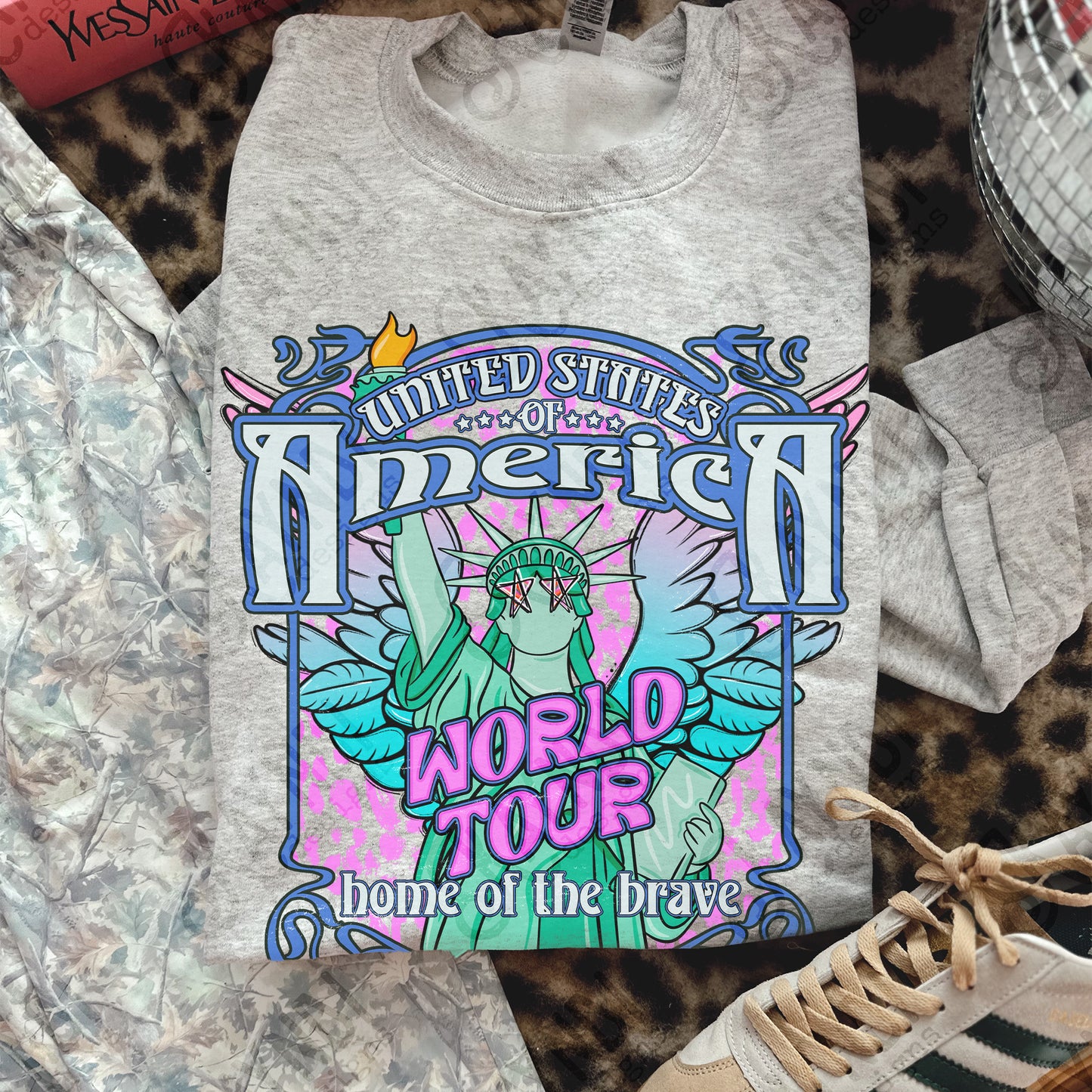 United States of America World Tour Home of the brave Digital Download Sublimation DTF Print Ready