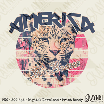 America the Brave Sublimation Design PNG Digital Download Printable American Flag Cheetah