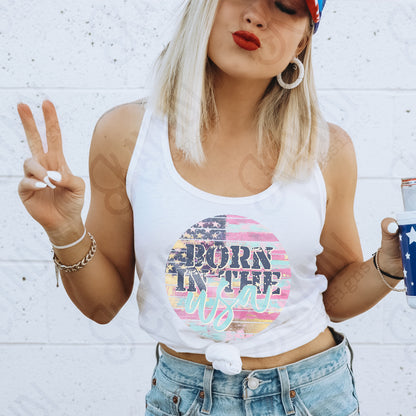 Born in the USA Sublimation Design PNG Digital Download Printable American Flag Vintage