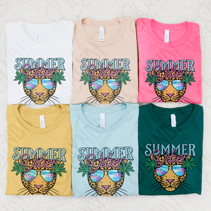 Summer Vibes Sublimation Design PNG Digital Download Printable Cheetah Palm Trees