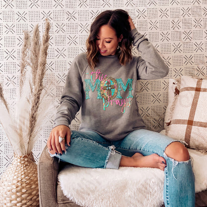 This Mom Prays Sublimation Design PNG Digital Download Printable Faith Turquoise Watercolor