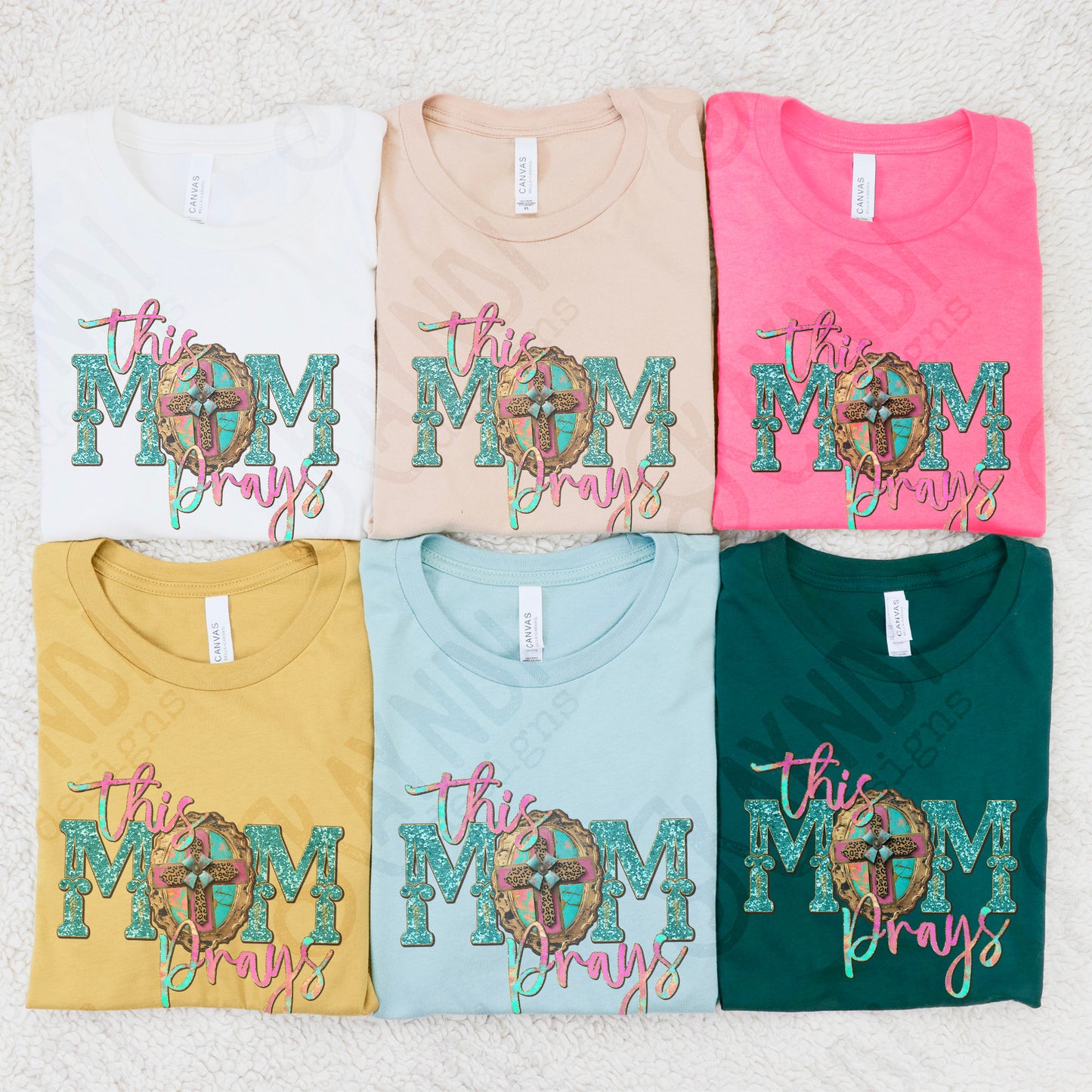 This Mom Prays Sublimation Design PNG Digital Download Printable Faith Turquoise Watercolor