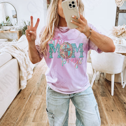 This Mom Prays Sublimation Design PNG Digital Download Printable Faith Turquoise Watercolor