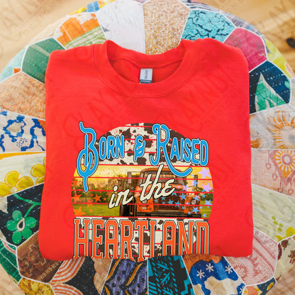Born and Raised in the Heartland Sublimation Design PNG Digital Download Printable Farm Tractor Stars
