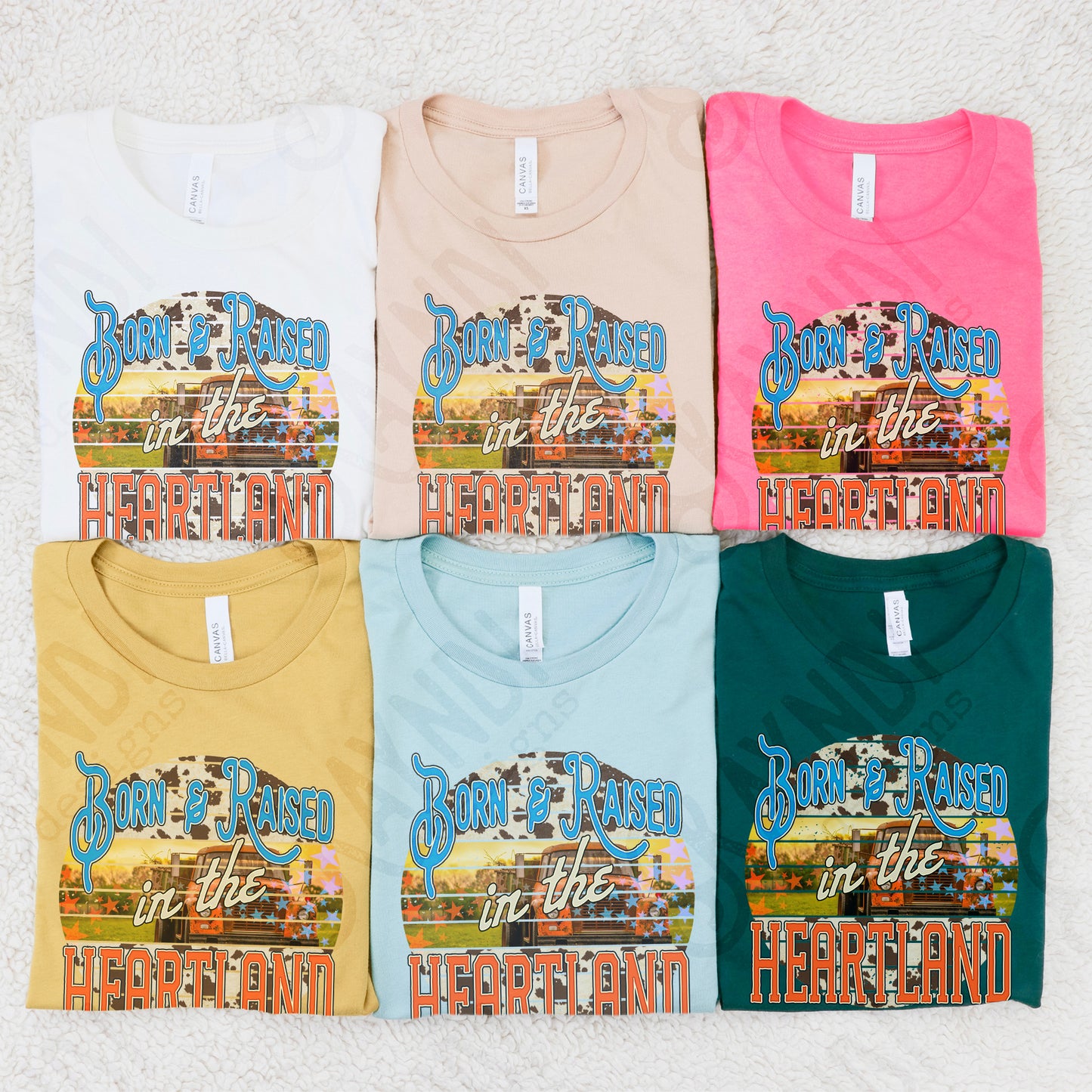 Born and Raised in the Heartland Sublimation Design PNG Digital Download Printable Farm Tractor Stars