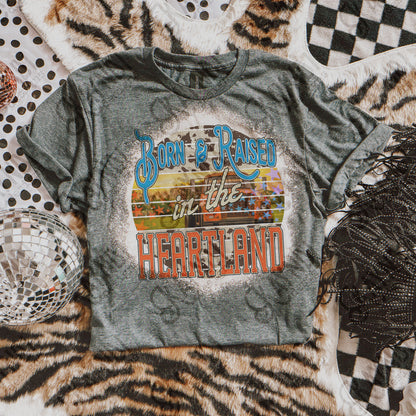 Born and Raised in the Heartland Sublimation Design PNG Digital Download Printable Farm Tractor Stars