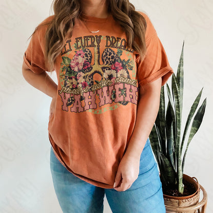 Every Breath Praise Your Name Yahweh Sublimation Design PNG Digital Download Printable Cheetah Lungs Flowers