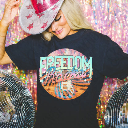 Freedom Rocks Sublimation Design PNG Digital Download Printable Patriotic Guitar