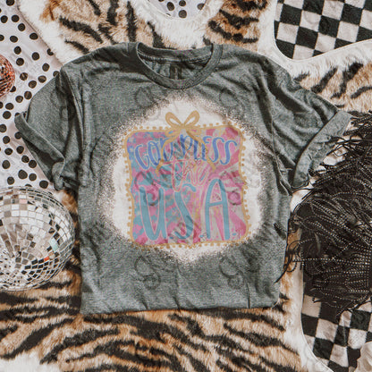 God Bless the USA Sublimation Design PNG Digital Download Printable Patriotic Vintage Bow