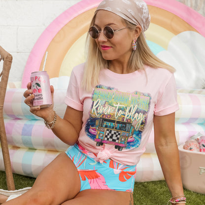 Headed Down the River to Play Sublimation Design PNG Digital Download Printable River Water Fun